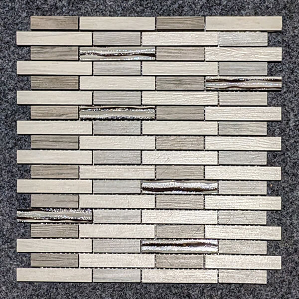 Stäbchenmosaik grau in Holzoptik, Blatt 30x30cm