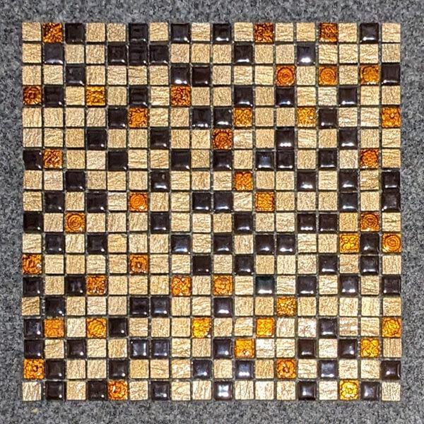 Mosaik 1,5x1,5cm Gold-Braun-Bernsteinfarben, Blatt 30x30cm