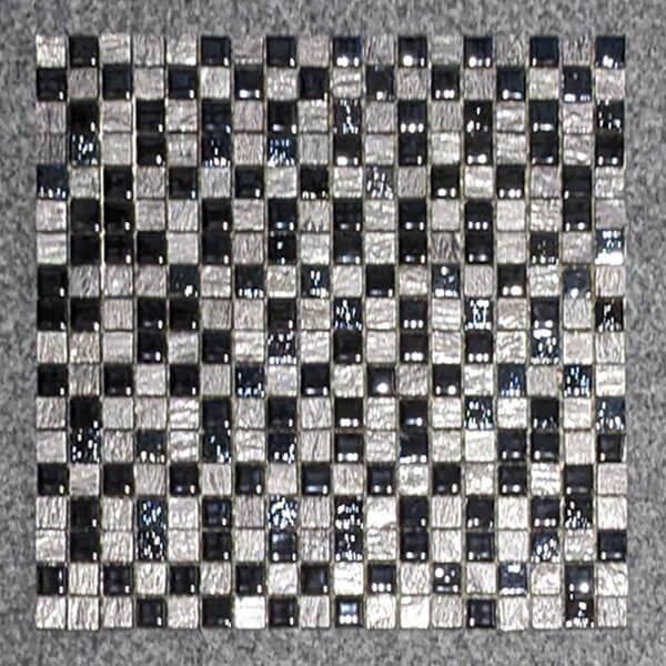 Mosaik 1,5x1,5cm Silber & Schwarz, Blatt 30x30cm