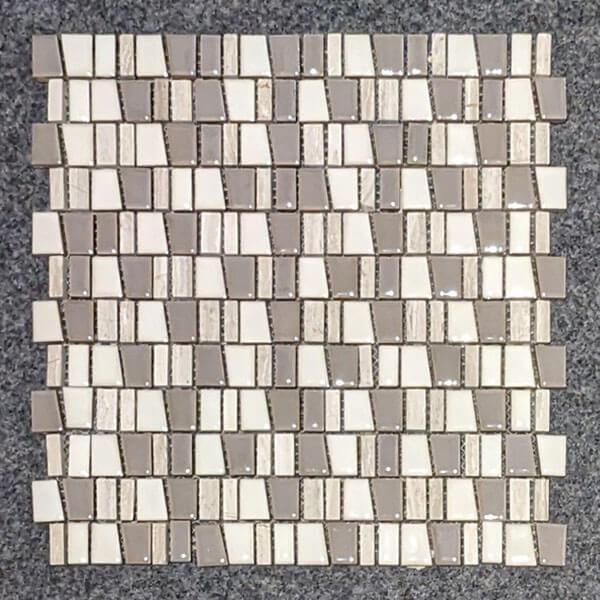 Mosaik 2,5cm hoch, Binco-Greige, Murini, Blatt 30x30cm