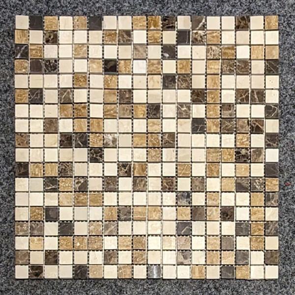 Natursteinmosaik  Mix 1,5x1,5cm in beige-brauntönen, Blatt 30x30cm